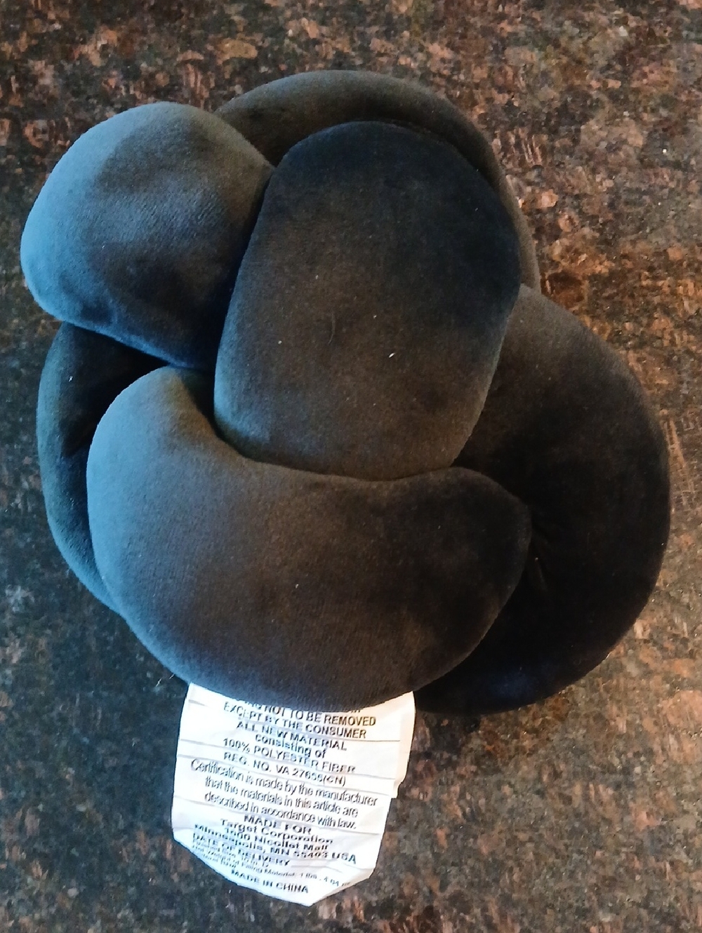 Plush Knotted Pillow - Black - Unbranded